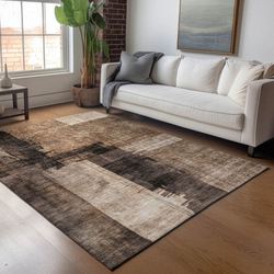 Tonal Terrain Rectangle Rug Brown