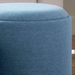 Upholstered Storage Ottomans with Tray Tops Set of Two