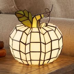 Pumpkin Stained Glass Accent Lamp Ivory