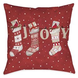 Hello Winter Decorative Pillow Red 18 Square