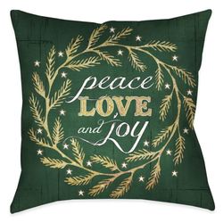 Peace Love and Joy Decorative Pillow 18 Square