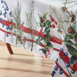 Pine Berry Rectangle Tablecloth White