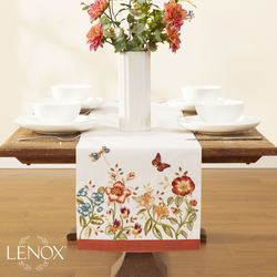Butterfly Meadow Fall Embroidered Table Runner Multi Warm 14 x 72