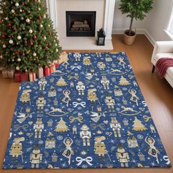 Nutcracker Ballet Rectangle Rug Navy