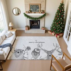 Christmas Companions Rectangle Rug Gray