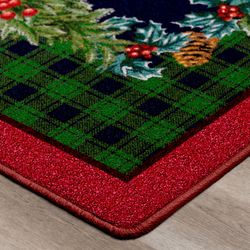 Poinsettia Pines Rectangle Rug Red