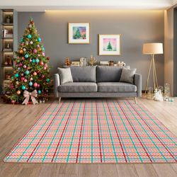Happy Holiday Plaid Rectangle Rug Multi Bright
