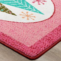 Retro Trees Rectangle Rug Pink