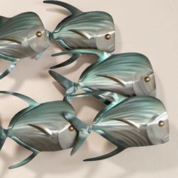 Lookdown School of Fish II Extra Large Wall Sculpture Aqua