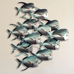 Lookdown School of Fish Arrow II Wall Art Aqua