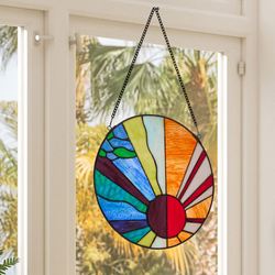 Serenity Stained Glass Window Panel Multi Earth