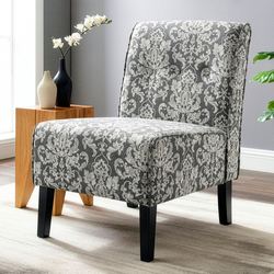 Coco Damask Accent Chair Gray
