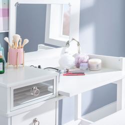 Eva Vanity Table and Stool White 2 Piece Set