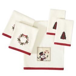 Patchwork Plaid Bath Towel Set White Five Piece Set