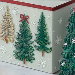 Snowy Pines Lotion Soap Dispenser and Tissue Cover Green Set of Two
