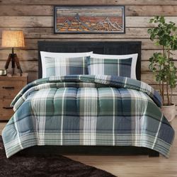 Duke Plaid Mini Comforter Set Blue/Green