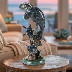 Manatee and Friends Table Sculpture Dark Blue