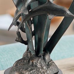 Dolphin Sextet Tabletop Sculpture Verdi Bronze