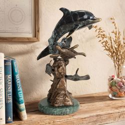Dolphin and Undersea Friends Tabletop Sculpture Dark Blue