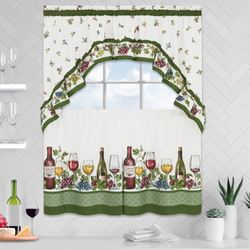 Napa Tier and Swag Valance Set Ivory/Green