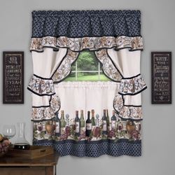 Chateau Cottage Tier and Valance Set Navy