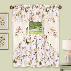 Flutter Butterfly Tier and Swag Valance Set Ivory