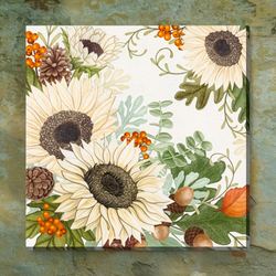 Falls Finale Sunflower Canvas Wall Art Multi Warm