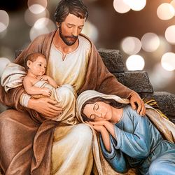 Resting Holy Family Table Sculpture Multi Warm