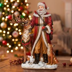 Woodland Santa Claus Sculpture Red