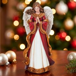 Worshiping Angel Table Sculpture Red