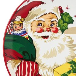 Santas Retro Dinner Plates Red/Green Set of Four