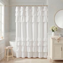 Grace Ruffled Shower Curtain White 72 x 72