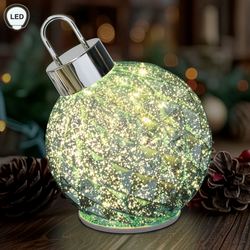 Spinning Glowing LED Ornament Table Accent Teal