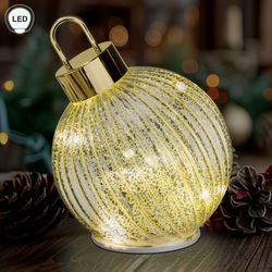 Spinning Glowing LED Ornament Table Accent Champagne
