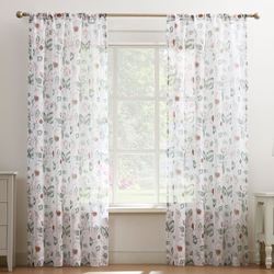 Atley Floral Sheer Curtain Panel Blush