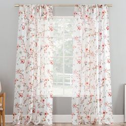 Jennifer Sheer Curtain Panel Coral