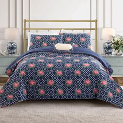 Chrysanthemum Geo Mini Comforter Set Navy