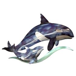 Orca Pair Wall Art Blue