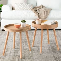 Pebble Side Tables Natural Set of Two