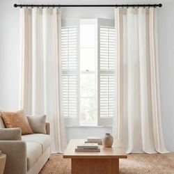 Morgan Wide Curtain Pair with Clip Rings Ivory/Taupe 100 x 84