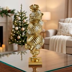 Holiday Splendor Topiary Decorative Accent Gold