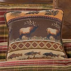 Montana Morning Square Moose Pillow Chocolate 18 Square