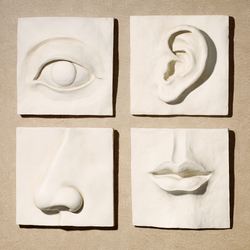 Face Wall Plaque Set White Set of FourImage