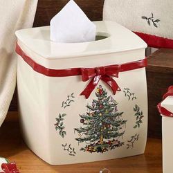 Spode Christmas Tissue Cover Light Cream