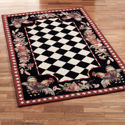 Tuscan Rooster Rectangle Rug BlackImage