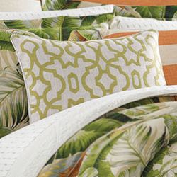 Palmiers Embroidered Pillow Ivory Rectangle