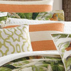Palmiers Striped Piped Pillow Orange 18 Square