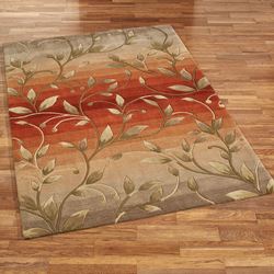 Ombre Leaf Rectangle Rug Rust