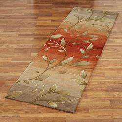 Ombre Leaf Rectangle Rug Rust