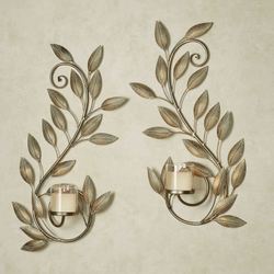 Leaf Reverie Wall Sconces Golden Bronze Set of Two
